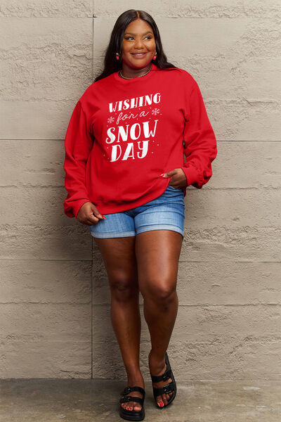 Simply Love WISHING FOR A SNOW DAY Graphic Sweatshirt