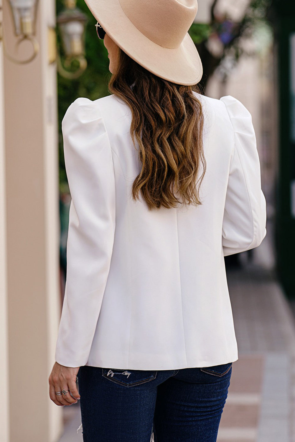 Double Take Leading The Day Puff Sleeve Shawl Collar Blazer