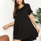 Double Take Love Language V-Neck Flounce Sleeve Tiered Dress