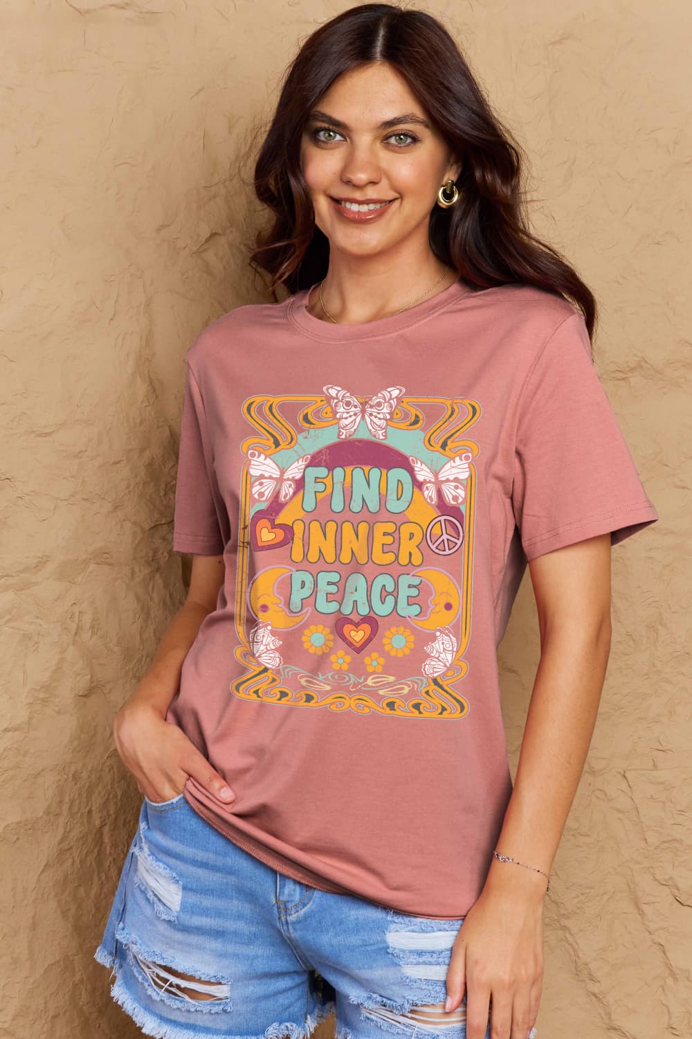 Simply Love FIND INNER PEACE Graphic Cotton T-Shirt