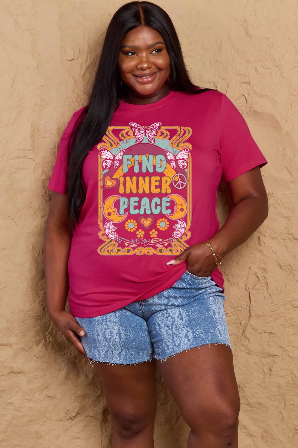Simply Love FIND INNER PEACE Graphic Cotton T-Shirt