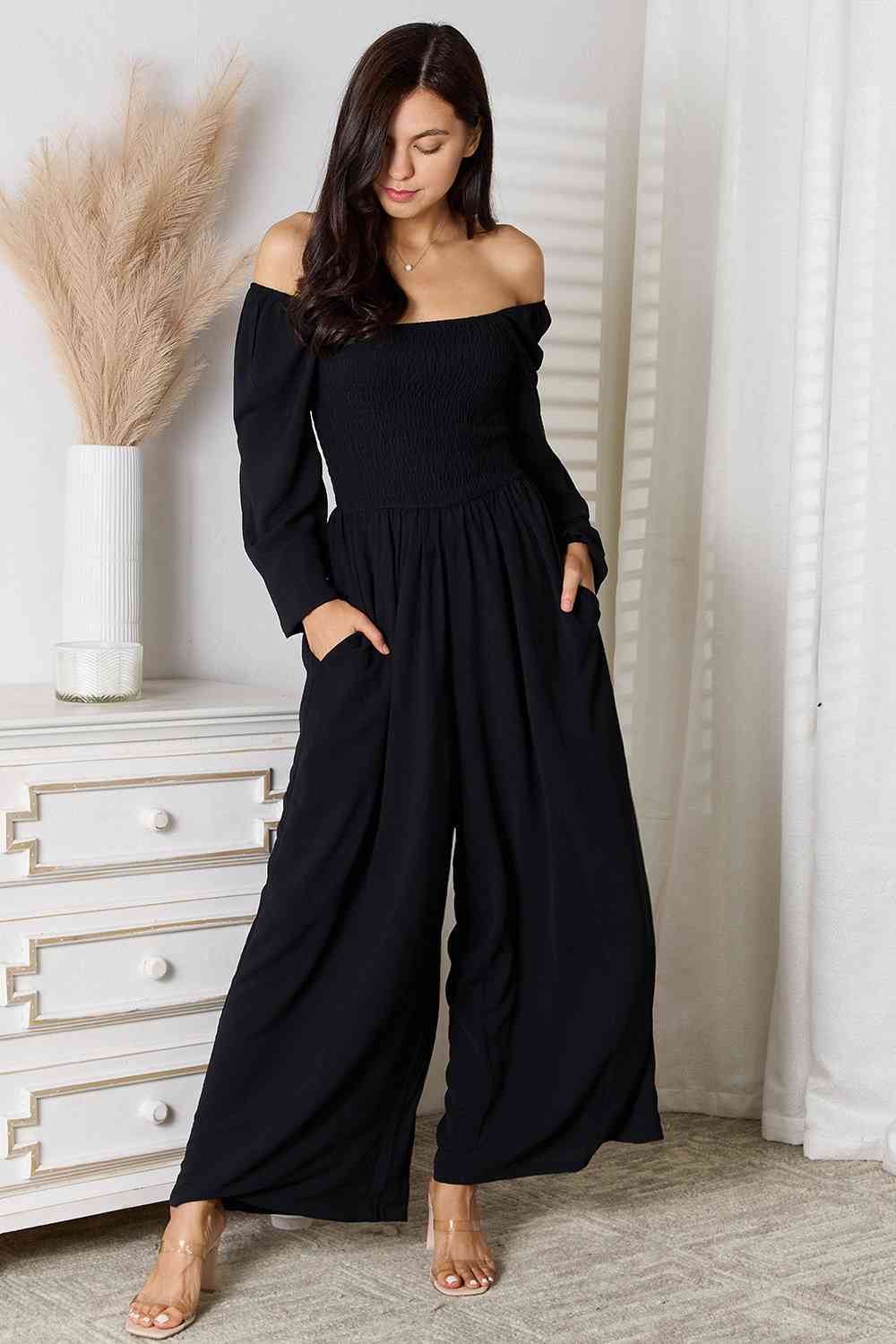 Double Take Twilight Square Neck Jumpsuit with Pockets