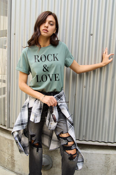 Simply Love ROCK ＆ LOVE Short Sleeve Graphic T-Shirt