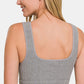 Zenana In Your Dreams Ribbed Square Neck Cropped Tank in Heather Grey