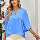 It's An Office Party Three-Quarter Flare Sleeve V-Neck Blouse