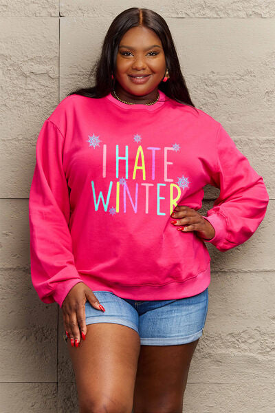 Simply Love I HATE WINTER Dropped Shoulder Graphic Sweatshirt