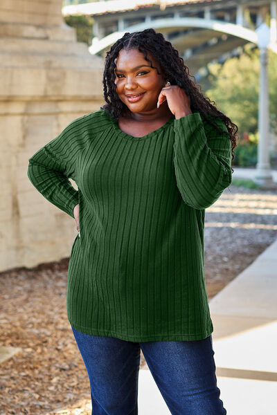 Basic Bae I'm So Cute Ribbed Long Sleeve Knit Top