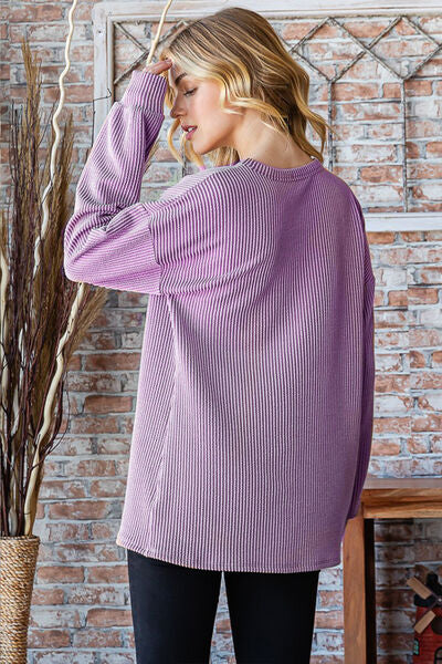 Heimish Serenity in Purple Dropped Shoulder Blouse