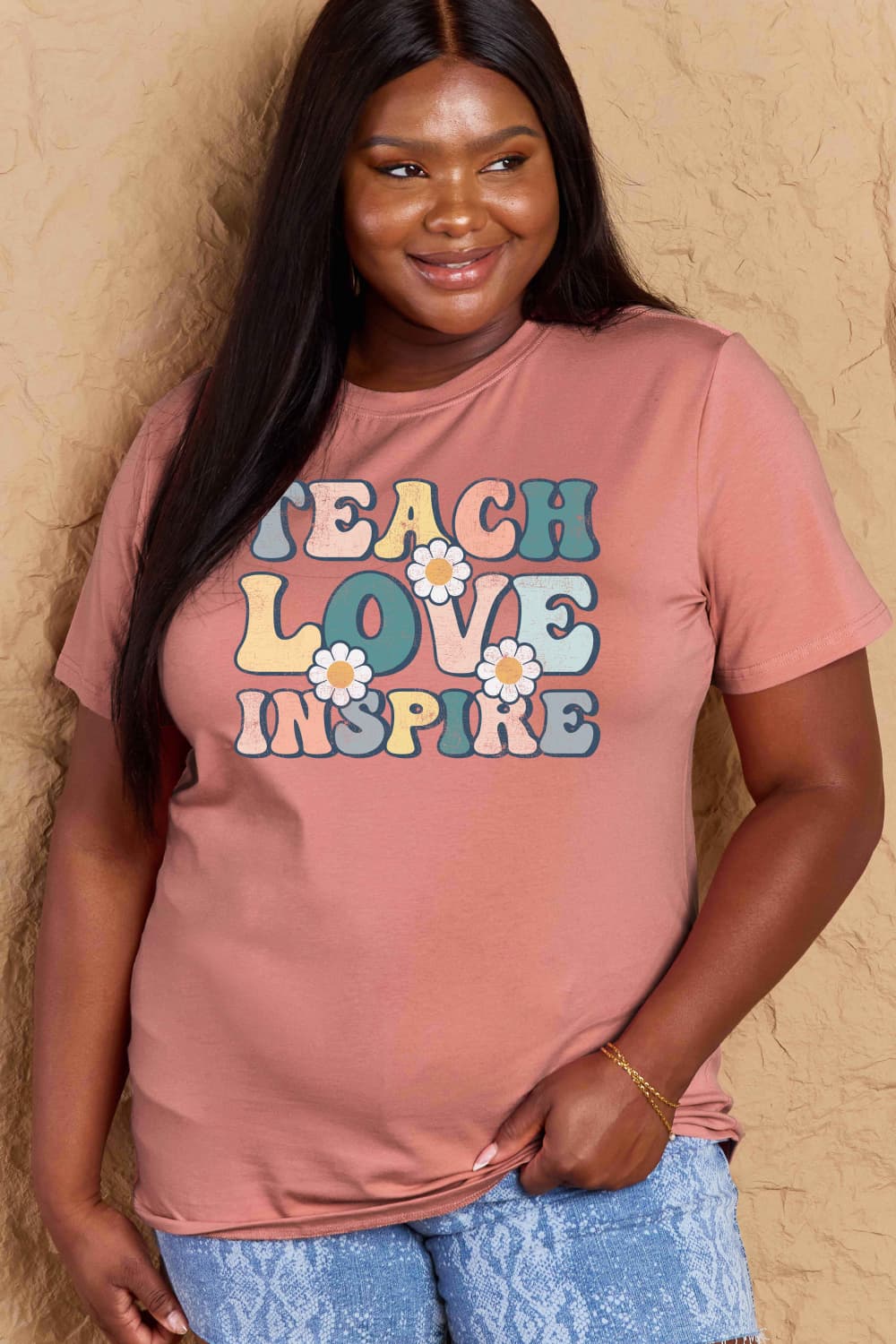 Simply Love TEACH LOVE INSPIRE Graphic Cotton T-Shirt
