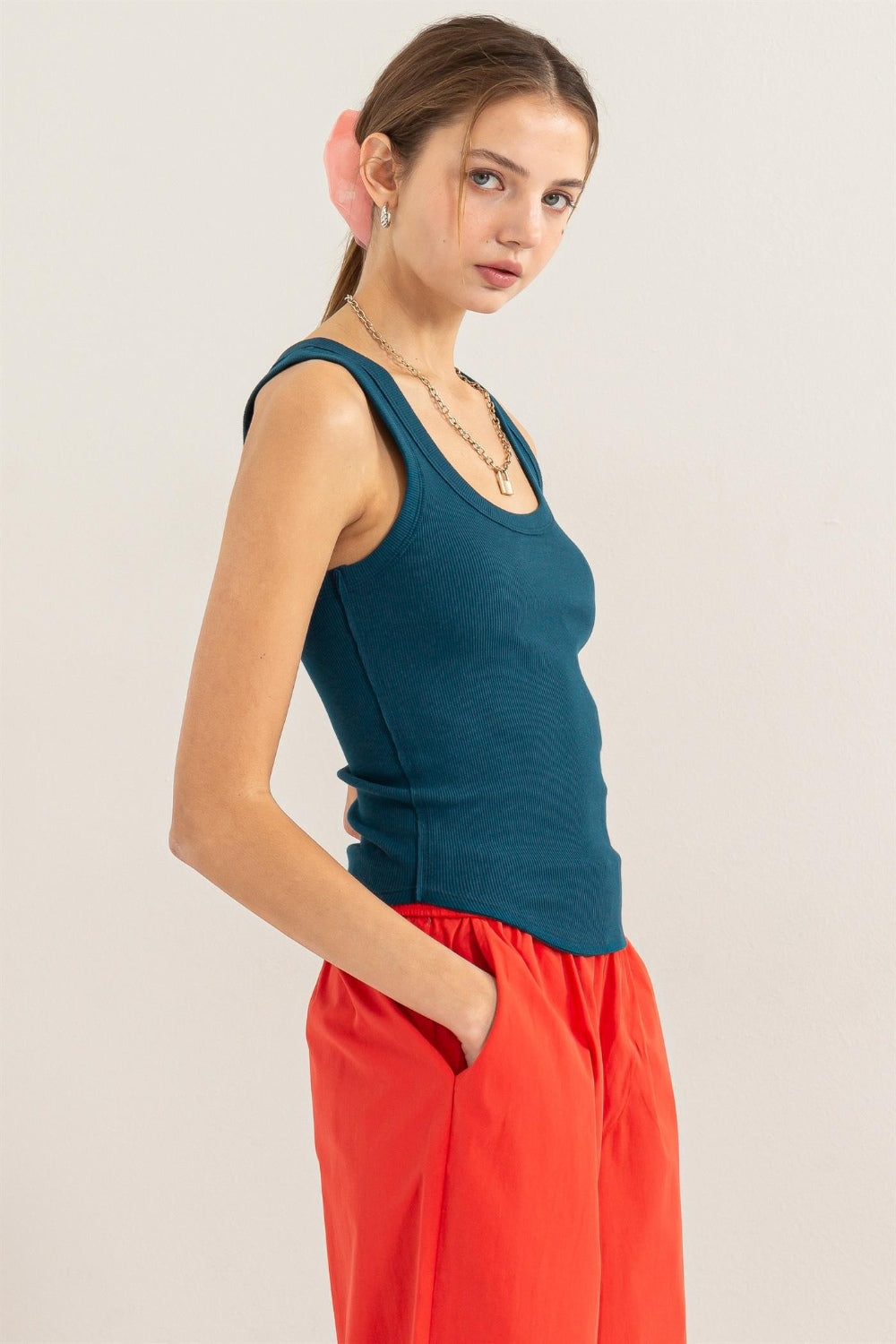 HYFVE Dawn To Dark Ribbed Scoop Neck Racerback Tank