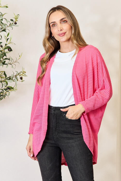 Heimish Capturing Magic Open Front Long Sleeve Cardigan in Fuchsia Pink