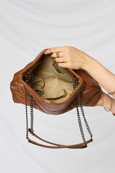 SHOMICO Break The Chains PU Leather Chain Handbag in Tan