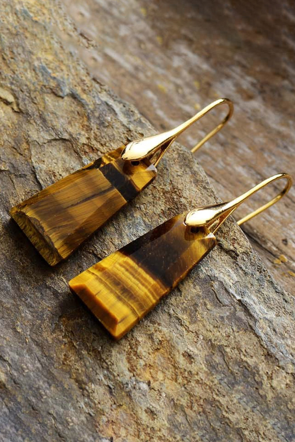 Everything Changes Handmade Natural Stone Dangle Earrings in Geometrical Shape