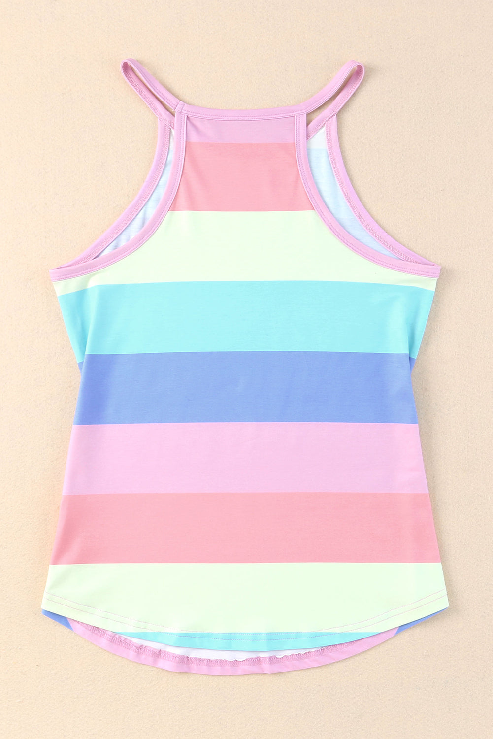 Touch The Sky Striped Curved Hem Tank Top