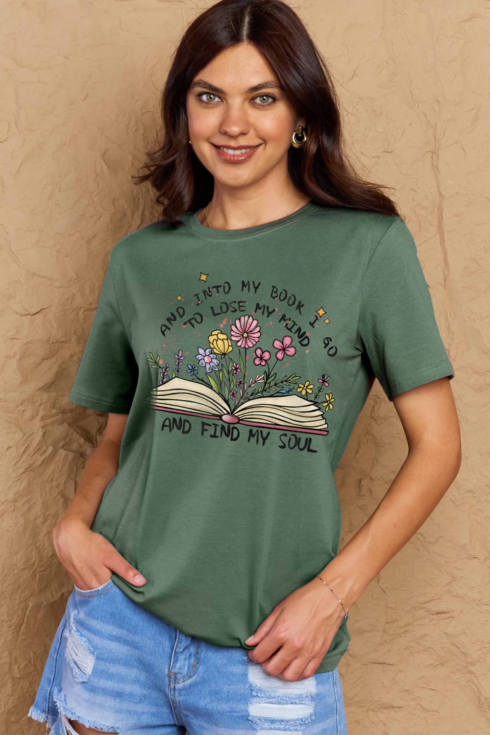 Simply Love Books, Flowers, Soul Graphic Cotton Tee