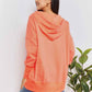 Double Take Tangerine Skies Quarter-Snap Dropped Shoulder Hoodie
