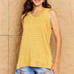 Doublju Talk To Me Striped Sleeveless V-Neck Top in Yellow Gold