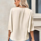 It's An Office Party Three-Quarter Flare Sleeve V-Neck Blouse