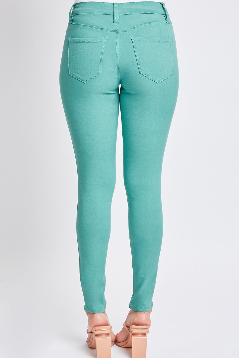 YMI Jeanswear Kate Hyperstretch Mid-Rise Skinny Pants in Sea Green