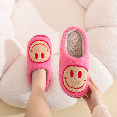 Melody A Perfect Day Smiley Face Cozy Slippers in Fuchsia/Yellow