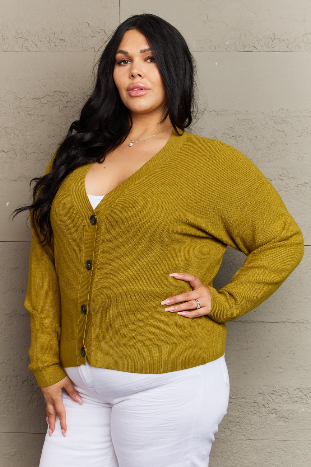 Zenana Kiss Me Tonight Button Down Cardigan in Chartreuse