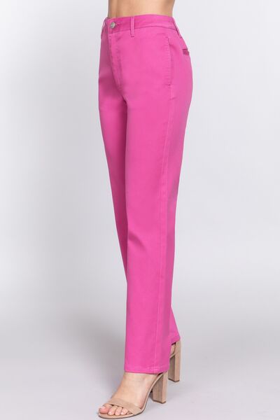 ACTIVE BASIC My Pink Vibes High Waist Straight Twill Pants