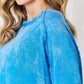 Zenana Smitten Long Sleeve Top with Thumbhole Sleeves in Ocean Blue