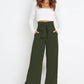 Office Chic Tie Front Wide Paperbag Waist Leg Pants