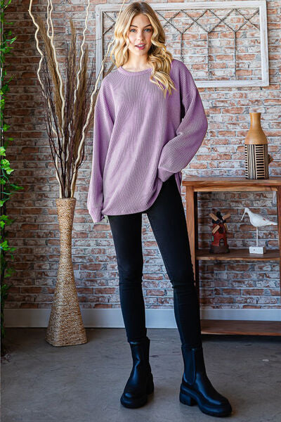 Heimish Serenity in Purple Dropped Shoulder Blouse