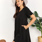 Double Take Love Language V-Neck Flounce Sleeve Tiered Dress
