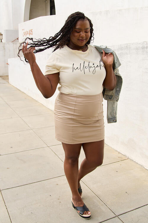 Simply Love Hallelujah Graphic Short Sleeve T-Shirt