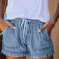 Don't Underestimate Me Pocketed Frayed Denim Shorts