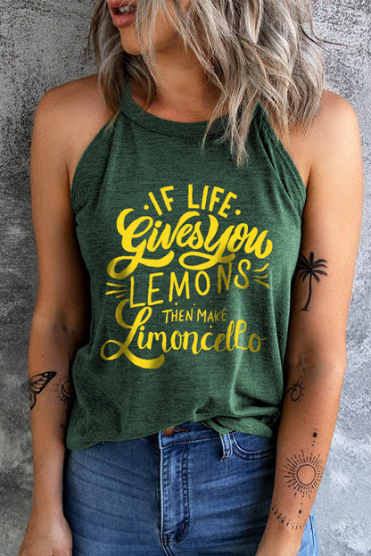 Lemons To Limoncello Graphic Round Neck Tank Top