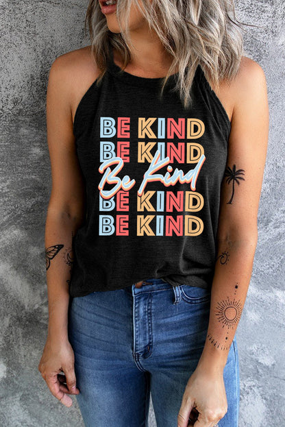 BE KIND Grecian Neck Graphic Tank Top