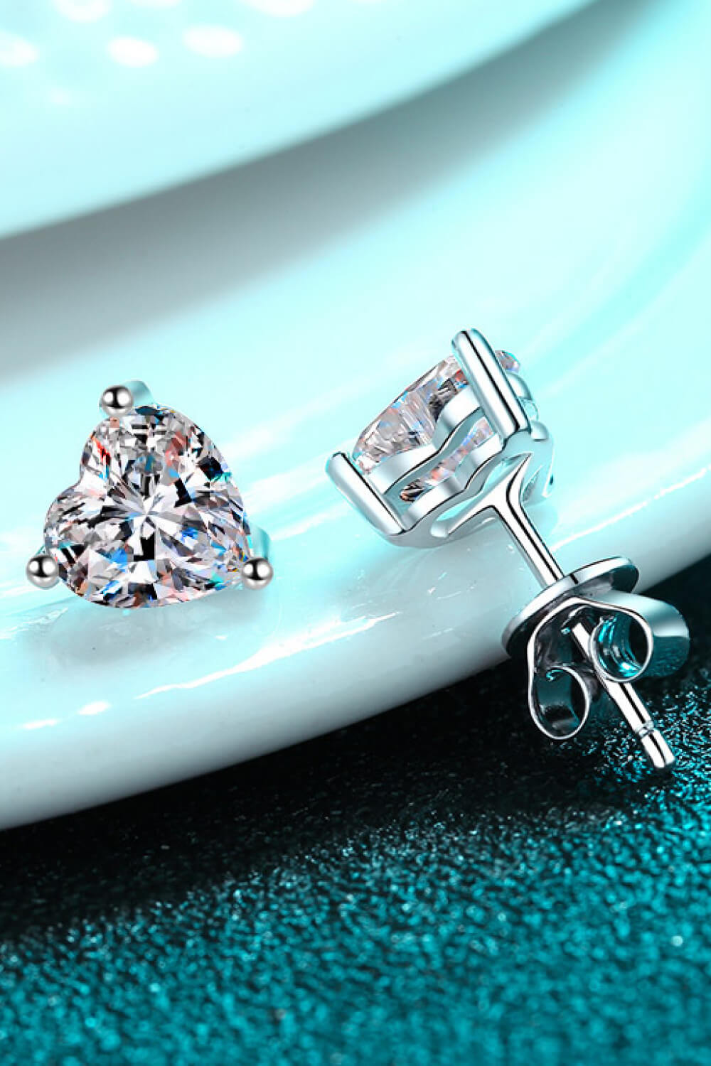 Joined By Love 2 Carat Moissanite Heart-Shaped Stud Earrings