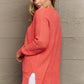 Zenana Bright & Cozy Waffle Knit Cardigan in Coral
