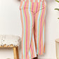 Double Take Keep Smiling Striped Smocked Waist Pants with Pockets