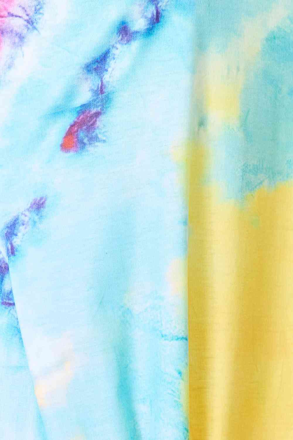 Double Take Free Spirit Tie-Dye V-Neck Twisted Dress