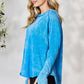 Zenana Smitten Long Sleeve Top with Thumbhole Sleeves in Ocean Blue