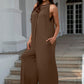 Double Take Architect Of My Life Tie Back Cutout Sleeveless Jumpsuit with Pockets