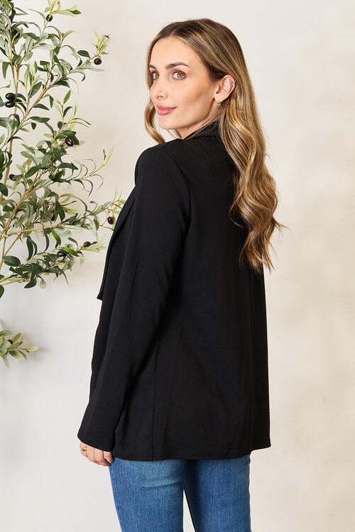 Heimish Louder Than Words Open Front Long Sleeve Blazer in Black