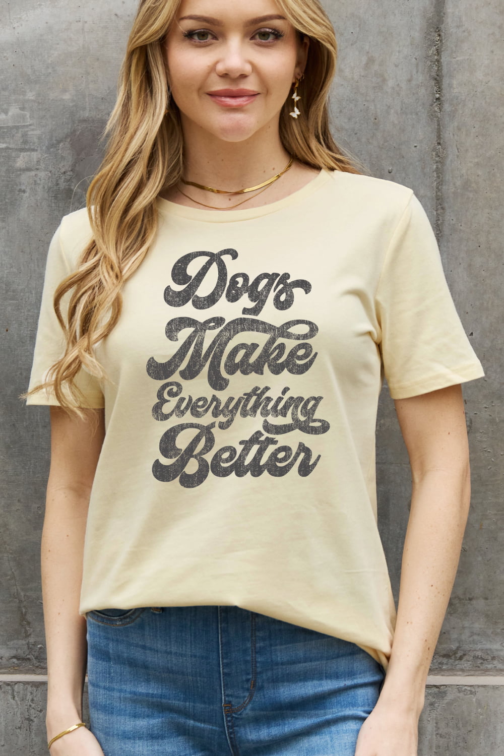 Simply Love DOGS MAKE EVERTHING BETTER Graphic Cotton Tee