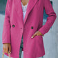 Double Take Boss Babe Double-Breasted Padded Shoulder Blazer with Pockets