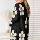 Double Take Sunshine Blossoms Floral Button Down Longline Cardigan