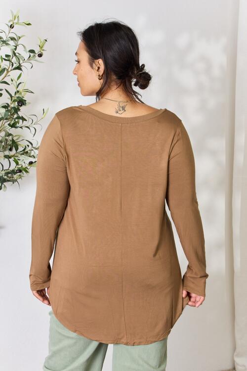 Zenana Glamour and Grace Long Sleeve V-Neck Top