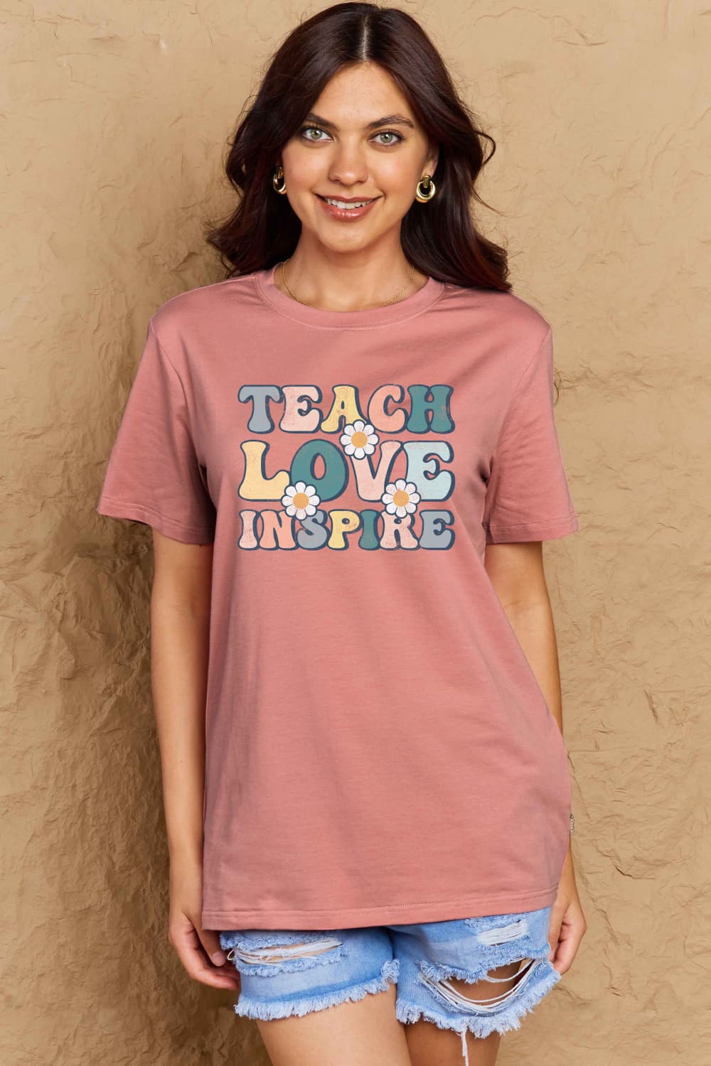 Simply Love TEACH LOVE INSPIRE Graphic Cotton T-Shirt