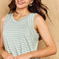 Doublju Talk To Me Striped Sleeveless V-Neck Top in Green
