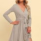 Warm Today, Cold Tomorrow Long Sleeve Tie Waist Ruffle Hem Dress