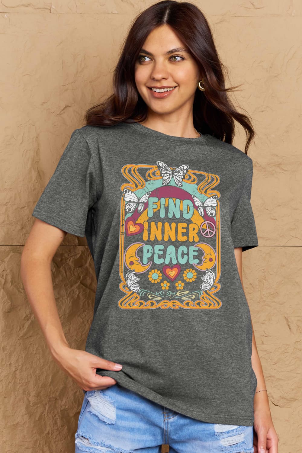 Simply Love FIND INNER PEACE Graphic Cotton T-Shirt