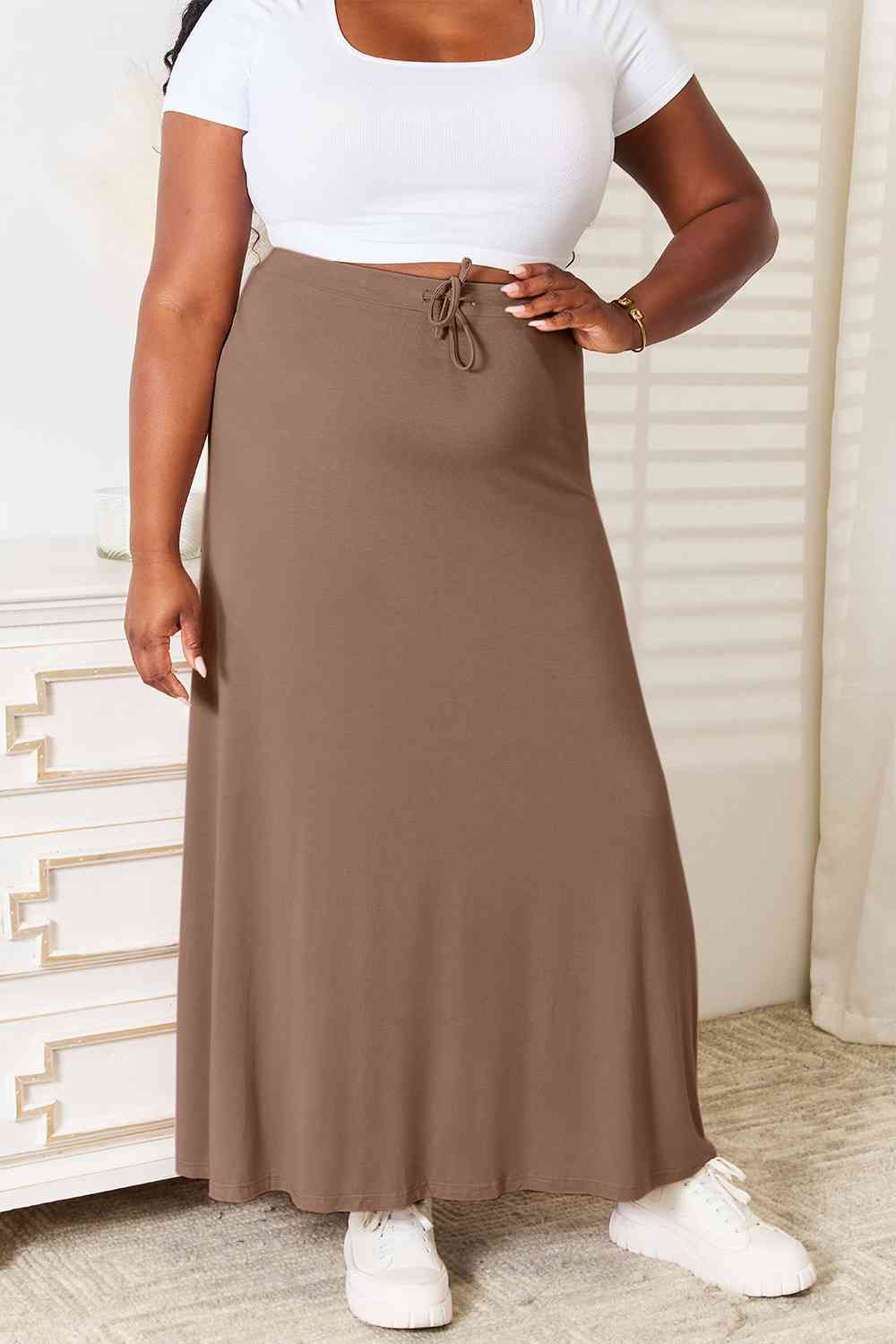 Double Take The Best Memories Soft Rayon Drawstring Waist Maxi Skirt